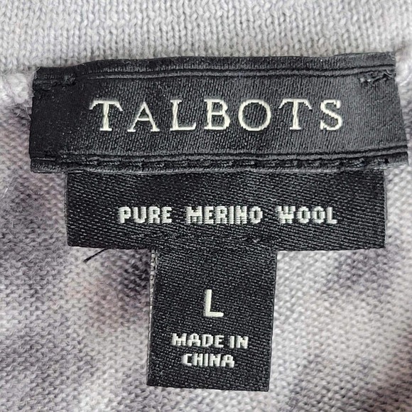Talbots Women's M/L Gray Animal Print Merino Wool Long Sleeve Pullover Sweater - Picture 6 of 6